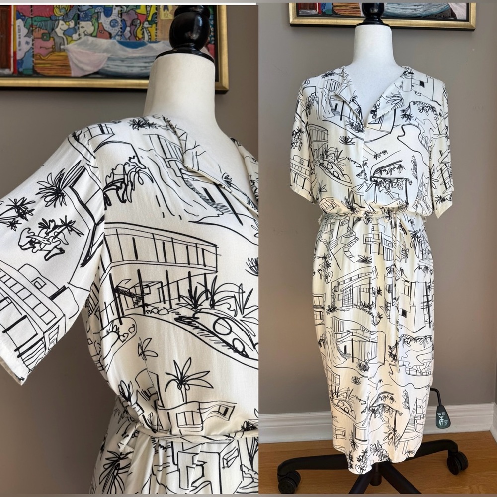 MAS Montreal Boutique Architectural Sketch Printed Dress - M